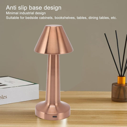 LED Lamp with Touch Control | Decorative Desk Lamp, Portable Metal LED Table Lamp, USB Rechargeable, 3 Color, 3 Levels Brightness, Dimmable Eye Protection Modern Lamp for Home Decor Party Kids Room Bedroom (1 Pc)