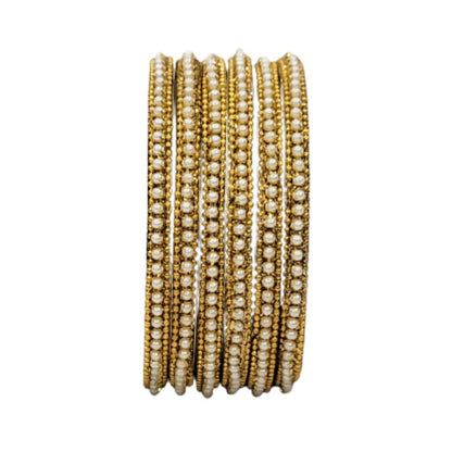 Moti Bead Brass Metal Bangles Set For Women 