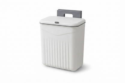 Wall mount dustbin with lid open, detail view