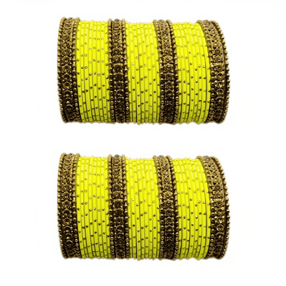 Oxidised Bangles with Beautiful Golden Dot Bangles Set of 2
