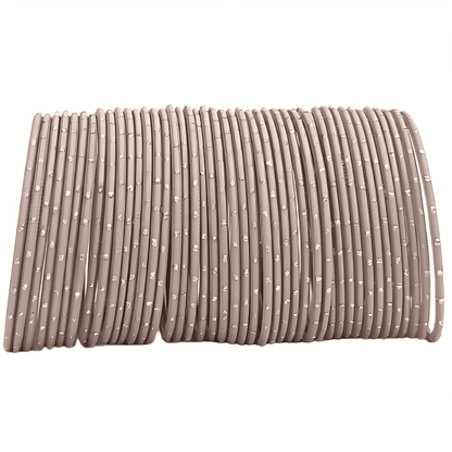 Light Brown Textured Bangles with Golden Dots Metal Bangles Set of 48 Bangles