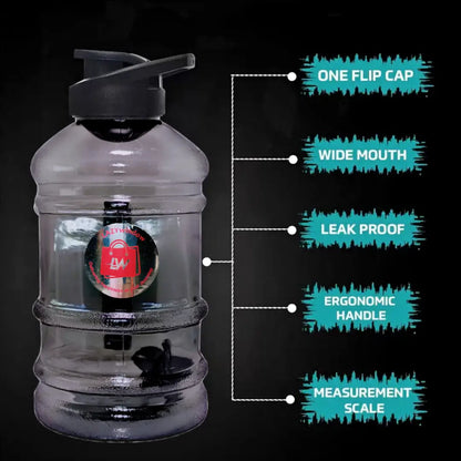 LAZYwindow 1.5L Premium Plastic Gym Shaker Bottle With Blending Ball Flip-top Cap With Anti Slip Handle 1500 Ml Shaker