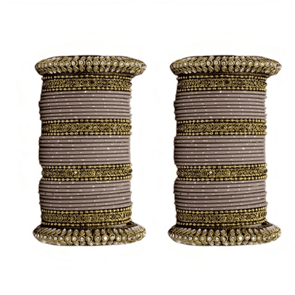 Oxidized Kada with Golden Dot Metal Bangles set of Women and Girls (Set of 2)