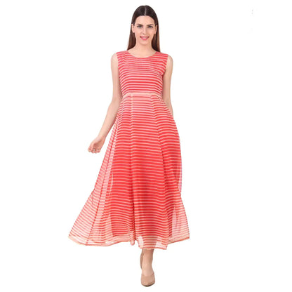 DYRECTDEALS Exclusive Designer Gown Maxi for Girls and Women (Georgette) Pink