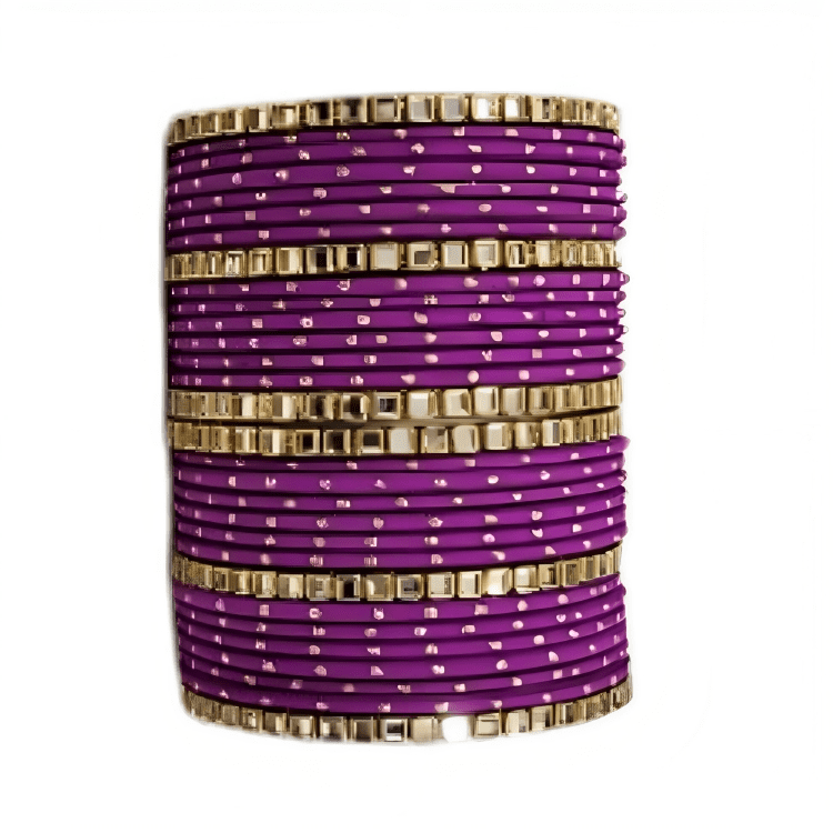 Brass Based Kundan Stone Kada with Golden Dots Texture METAL Bangles sets