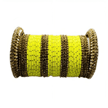Radiant Golden Oxidized Kada with Matte Texture Golden Dot Metal Bangles Set