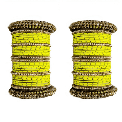 Set of 2 Golden Oxidised Kada with Matte Texture Dot Metal Bangles Set