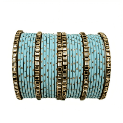 Brass Based Kundan Stone Kada with Golden Dots Texture METAL Bangles sets