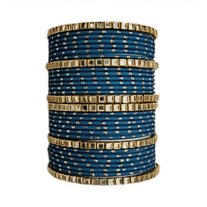 Brass Based Kundan Stone Kada with Golden Dots Texture METAL Bangles sets