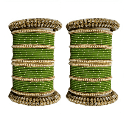 Set of 2 Golden Oxidised Kada with Matte Texture Dot Metal Bangles Set