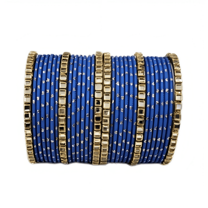 Brass Based Kundan Stone Kada with Golden Dots Texture METAL Bangles sets