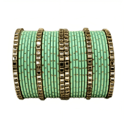 "Elegant Square Kundan Stone Brass Kada Bangles Set for Women and Girls"