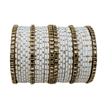 "Elegant Square Kundan Stone Brass Kada Bangles Set for Women and Girls"