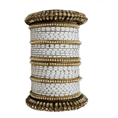 Graceful Oxidized Brass Kada with adorned Golden Dot Matte Texture Metal Bangles Set for women.