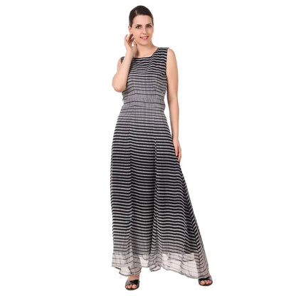 DYRECTDEALS Exclusive Designer Gown Maxi for Girls and Women (Georgette) Black